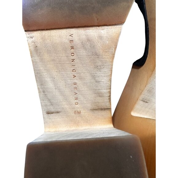 Veronica Beard Hannalee Suede Clogs Women 8 Black Wood Block Heel Platform Retro - Picture 7 of 14